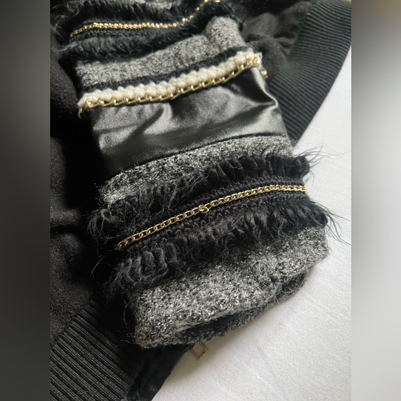 Endless Rose jacket M/L zipper pockets black gold grey coat Anthropologie M L - Picture 11 of 13